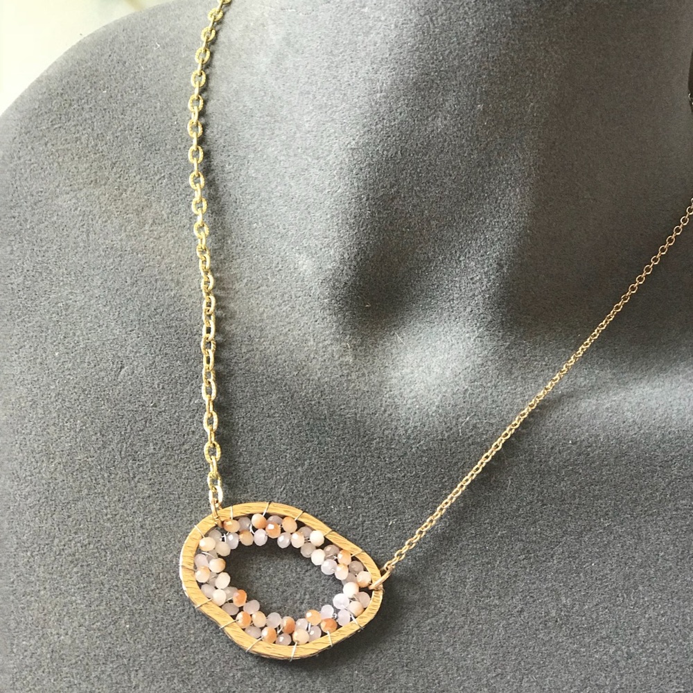 Boho Pink Geode Statement boho necklace